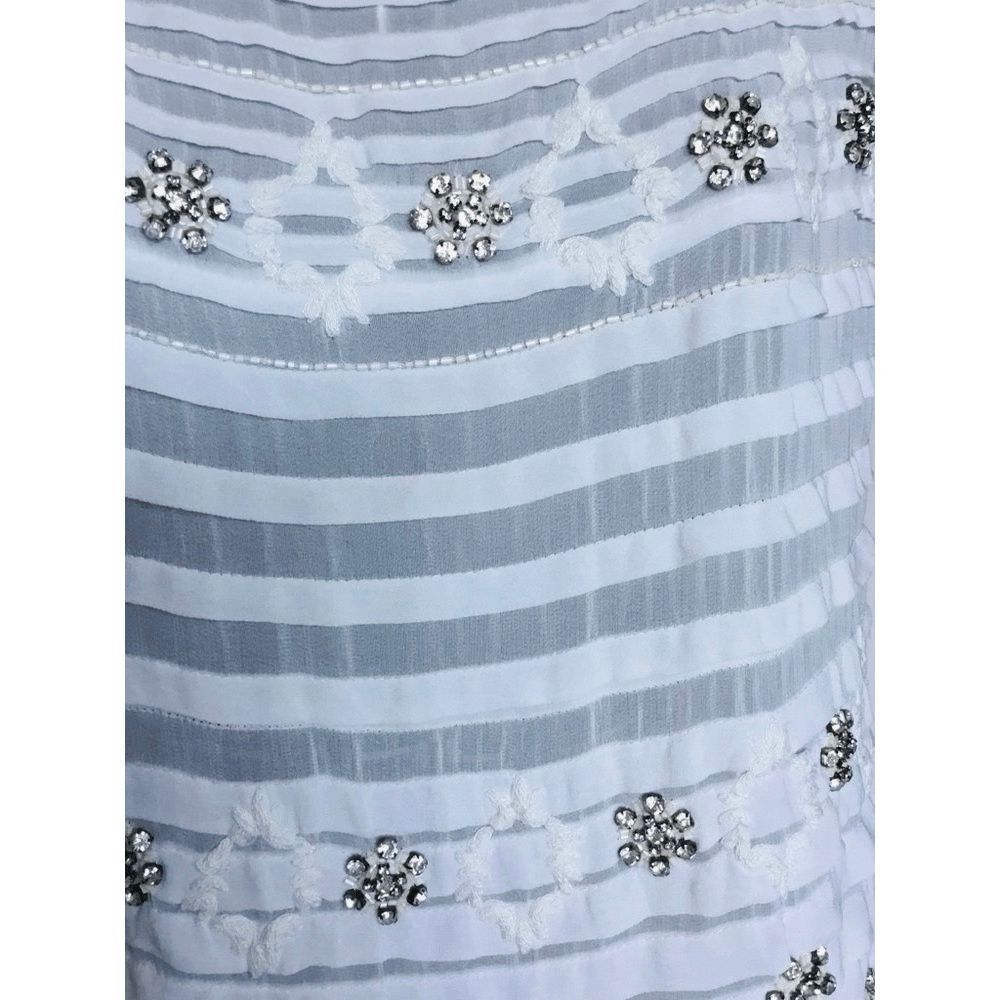 Anthropologie Moulinette Soeurs Womens S Calla Lily Rhinestone Pleated White Sho - Picture 7 of 10
